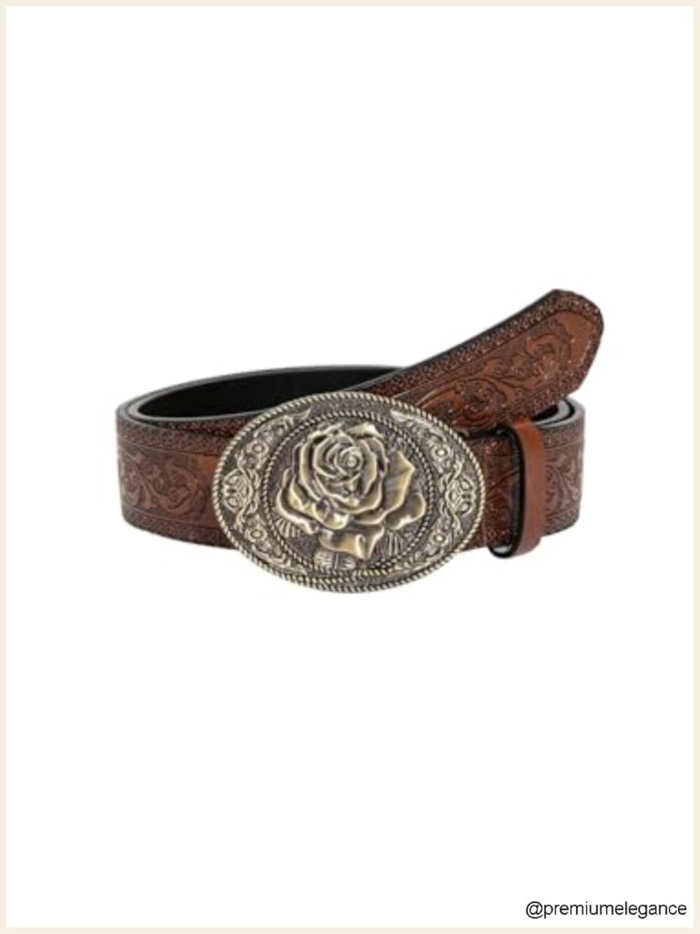 Faux Leather Western Cowgirl Belt, Embossed Floral